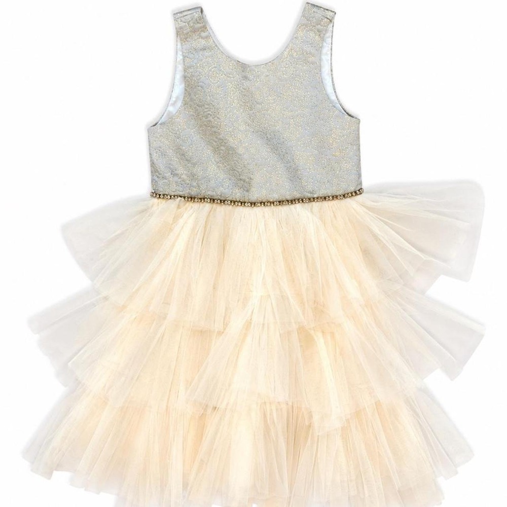 American Princess blue & gold sequin dress